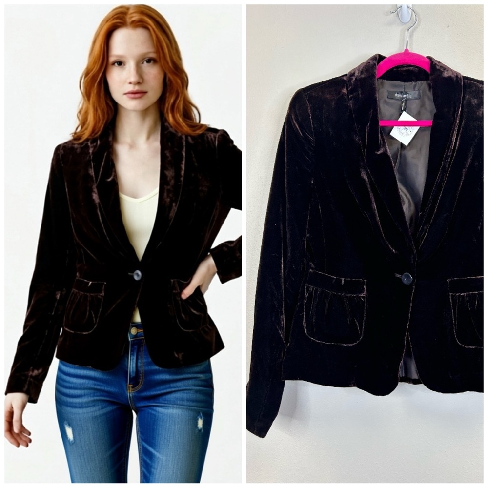 Velvet‎ Boho Western Blazer Dark Chocolate Brown Pockets Size 8 Preppy Victorian